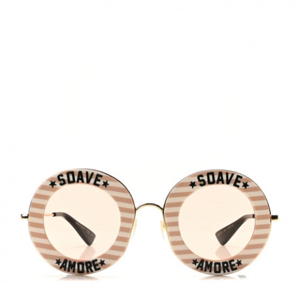 GUCCI WOMENS ROUND NUDE GOLD PINK SUNGLASSES GG0113S-30001560-009 - Picture 2 of 8
